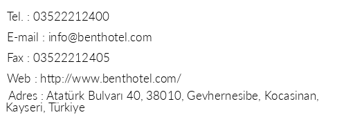 Bent Hotel telefon numaralar, faks, e-mail, posta adresi ve iletiim bilgileri